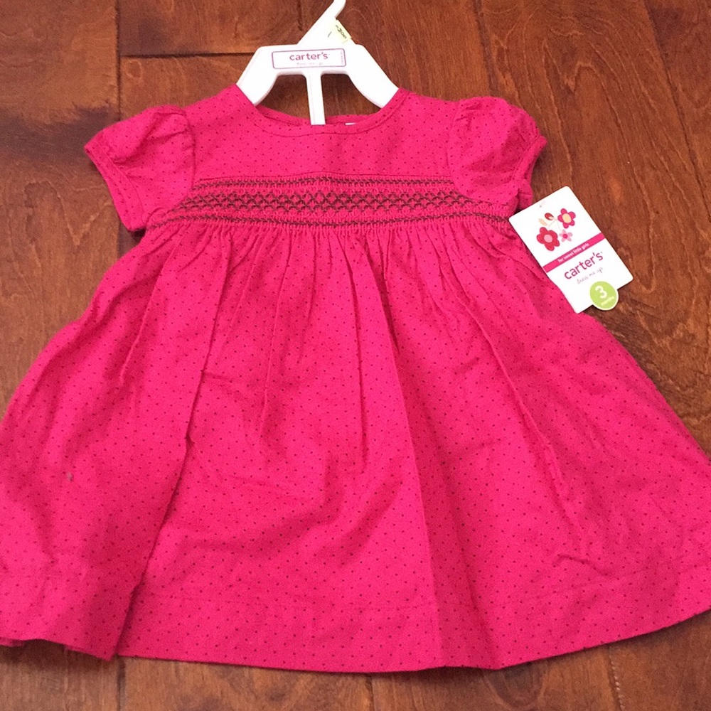 NWT Carter’s baby Girl dress pink w/ brown dots 3M